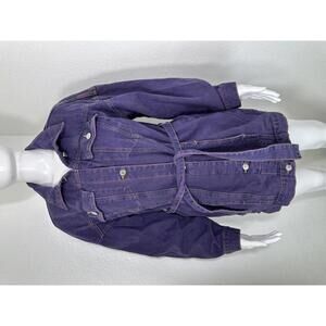 Guess Purple Denim Belted Shirt Dress Sz M Button Front Utility Long Jacket
